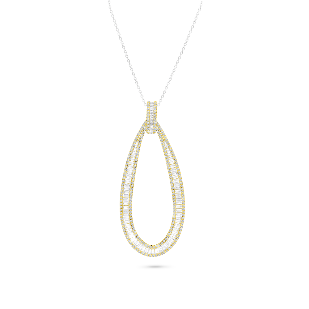 Sterling Silver 925 Necklace Rhodium And Gold Plated