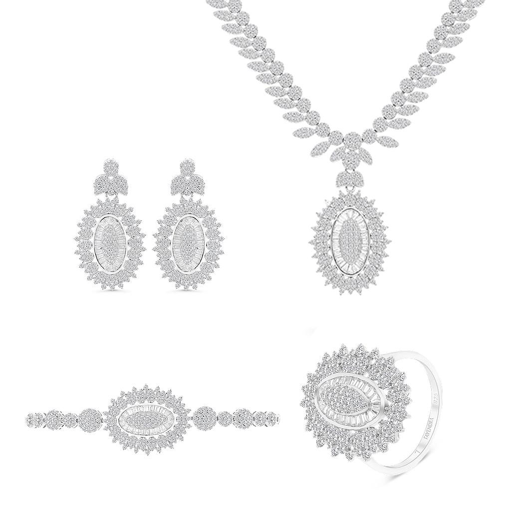Sterling Silver 925 Set Rhodium Plated
