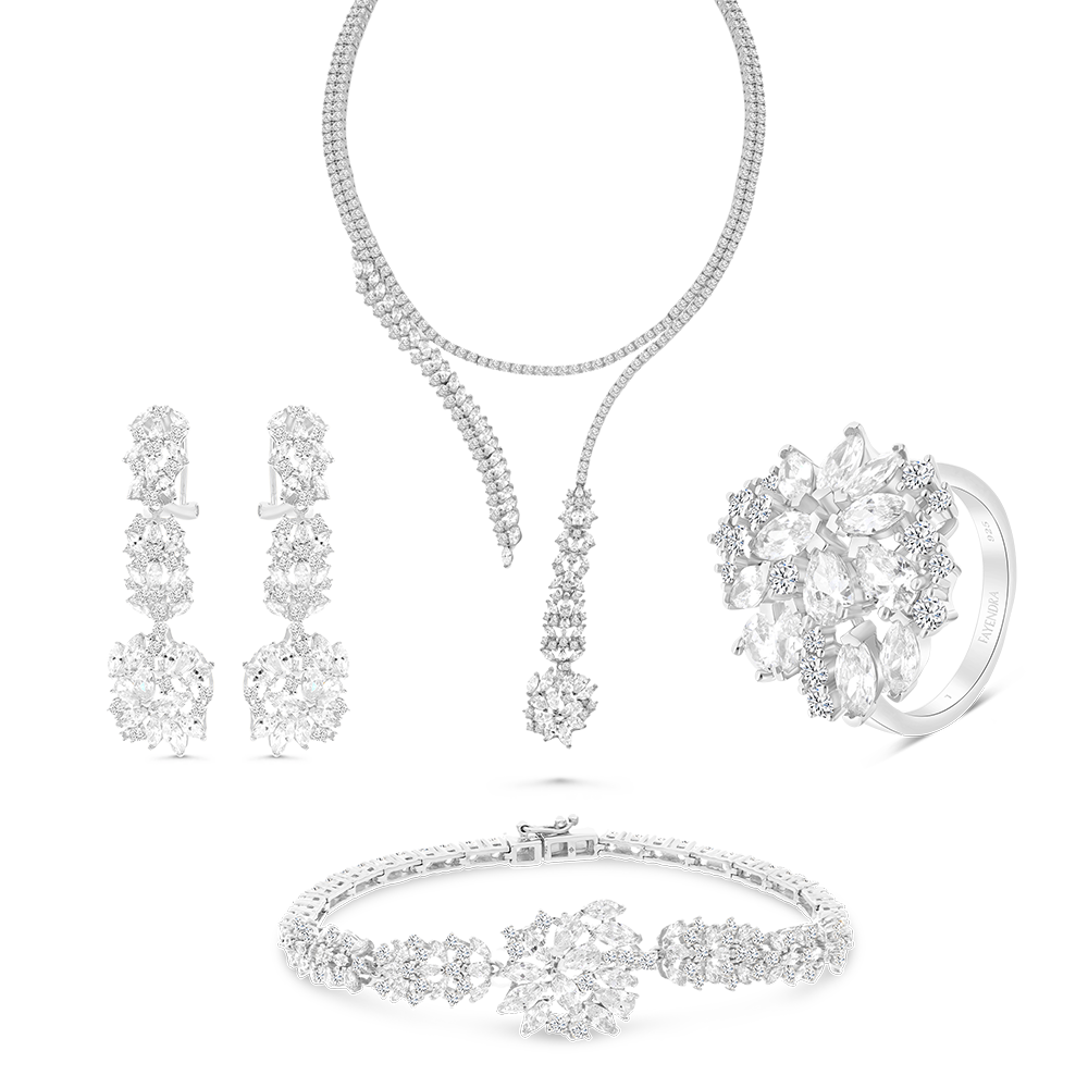 Sterling Silver 925 Set Rhodium Plated