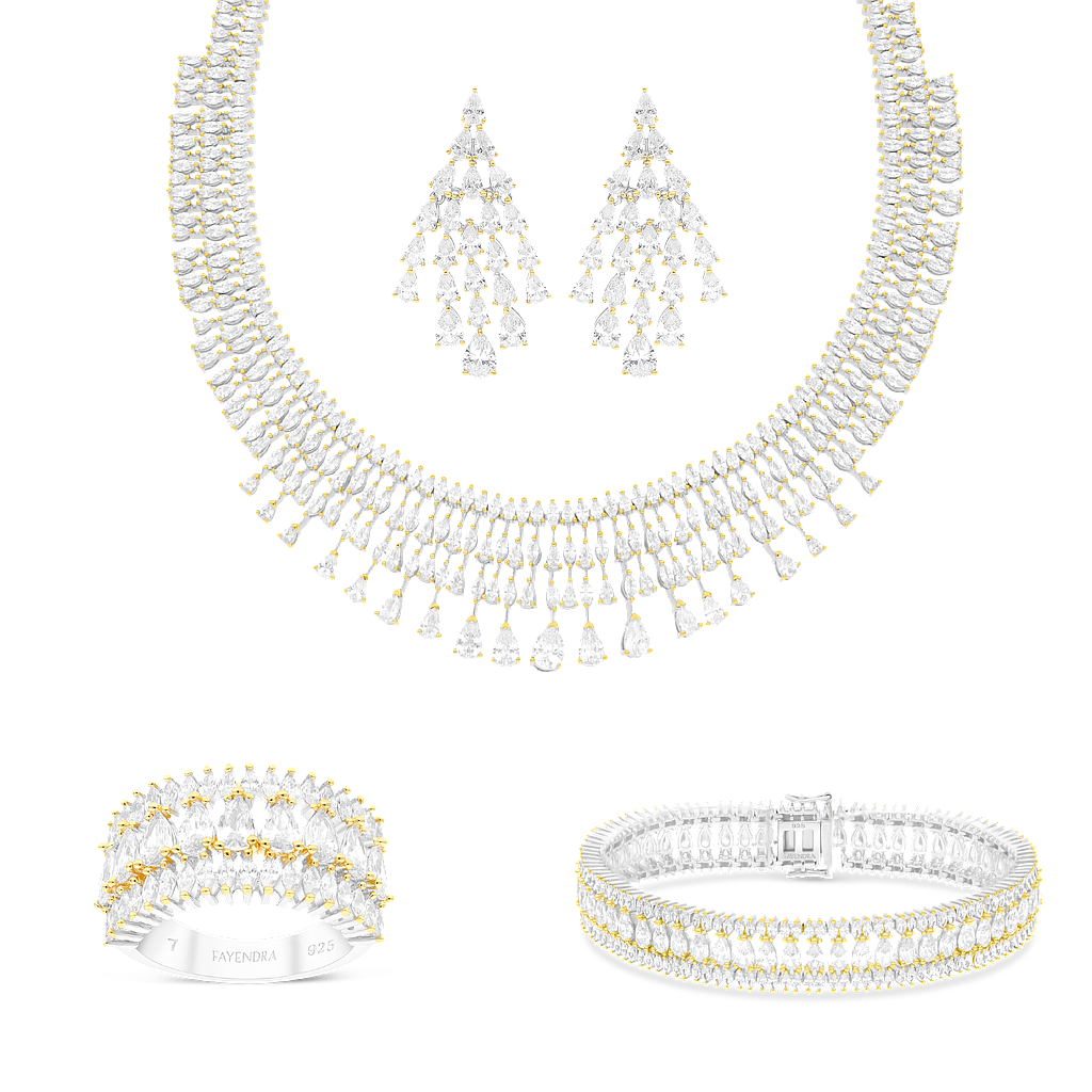 Sterling Silver 925 Set Rhodium And Gold Plated