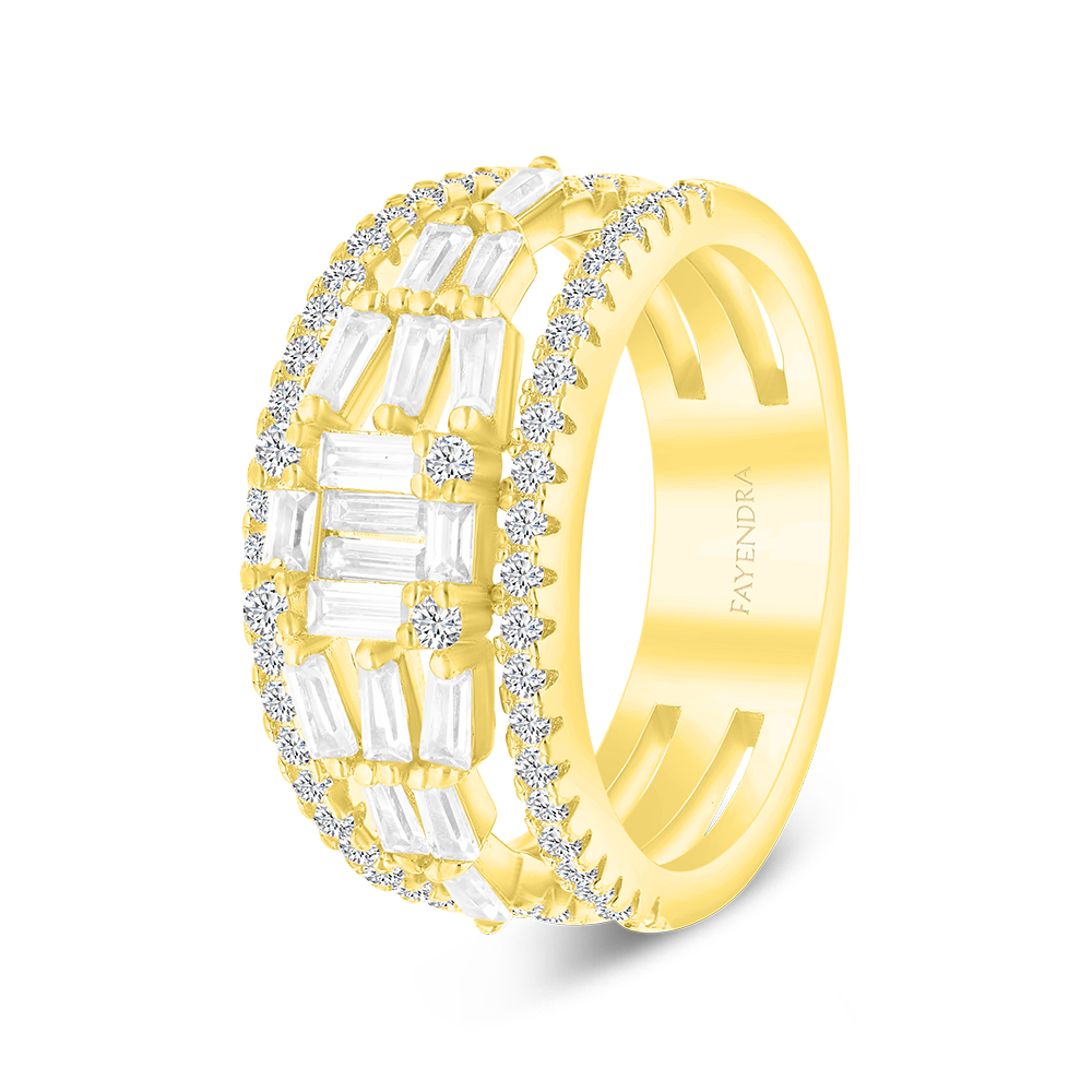 Sterling Silver 925 Ring Rhodium And Gold Plated