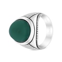 Sterling Silver 925 Ring Rhodium Plated Embedded With Green Agate For Men