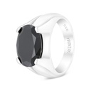 Sterling Silver 925 Ring Rhodium Plated Black CZ For Men