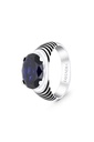 Sterling Silver 925 Ring Rhodium Plated Embedded With Sapphire Corundum For Men 