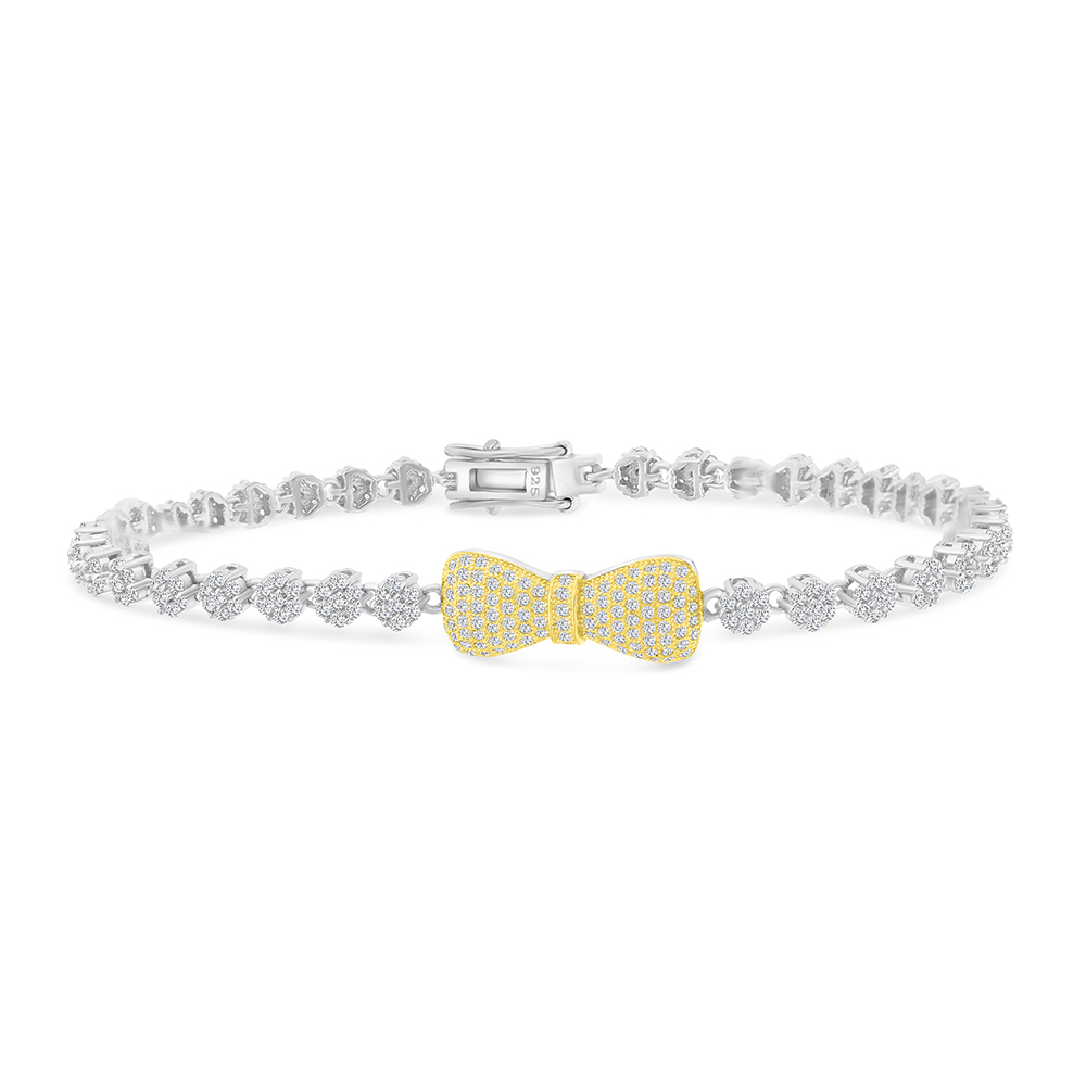 Sterling Silver 925 Bracelet Rhodium And Gold Plated