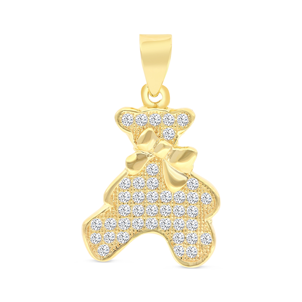 Sterling Silver 925 Pendant Gold Plated And White CZ