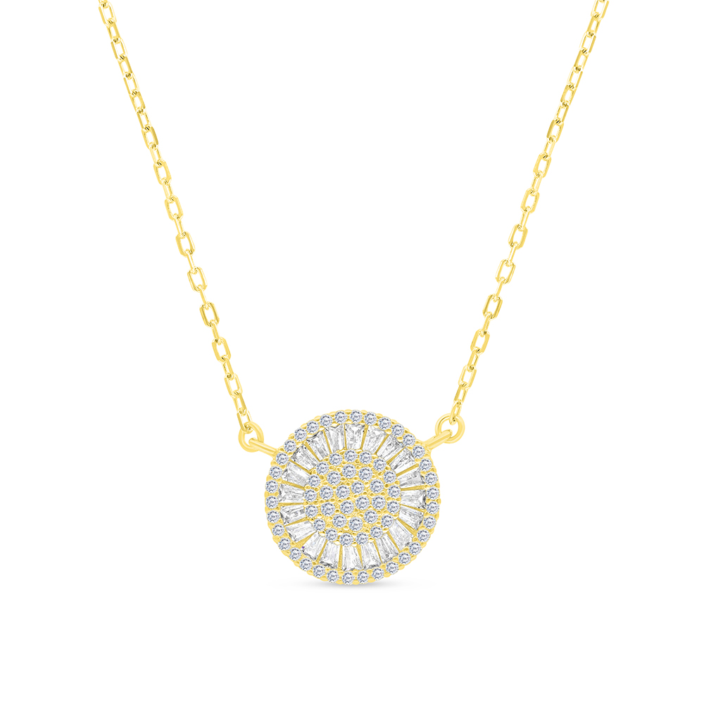 Sterling Silver 925 Necklace Gold Plated And White CZ