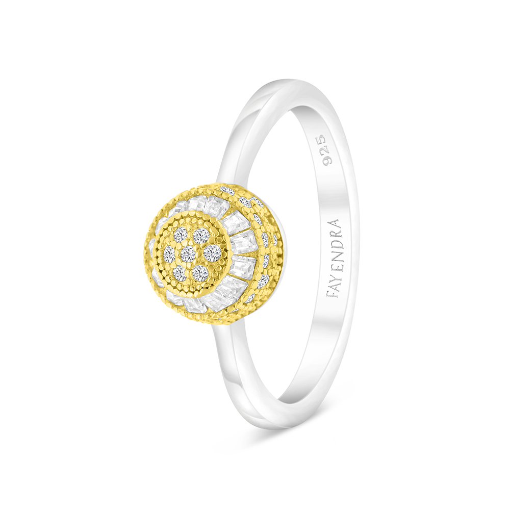 Sterling Silver 925 Ring Rhodium And Gold Plated