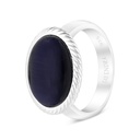 Sterling Silver 925 Ring Rhodium Plated Embedded With Blue Tiger Eye For Men