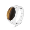 Sterling Silver 925 Ring Rhodium Plated Yellow Tiger Eye For Men