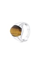 Sterling Silver 925 Ring Rhodium Plated Embedded With Yellow Tiger Eye For Men 