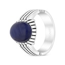 Sterling Silver 925 Ring Rhodium Plated Embedded With Blue Tiger Eye For Men 