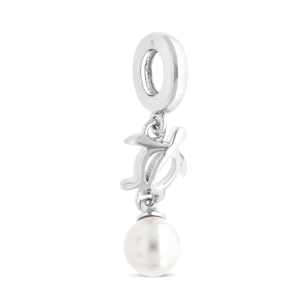 Sterling Silver 925 Pendant  Rhodium Plated Embedded With White Shell Pearl 