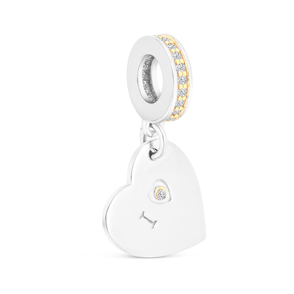 Sterling Silver 925 Pendant Rhodium And Gold Plated Embedded With White CZ