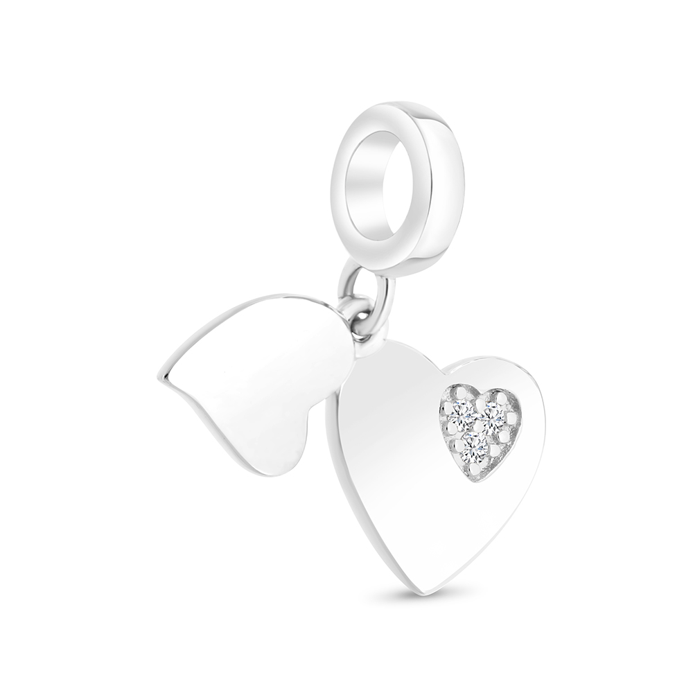 Sterling Silver 925 Pendant Rhodium Plated Embedded With White CZ