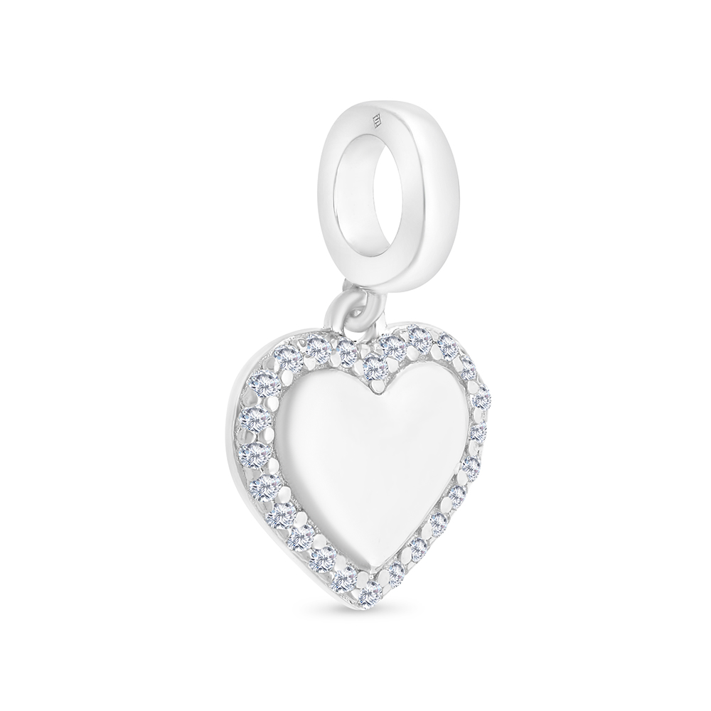 Sterling Silver 925 Pendant Rhodium Plated Embedded With White CZ