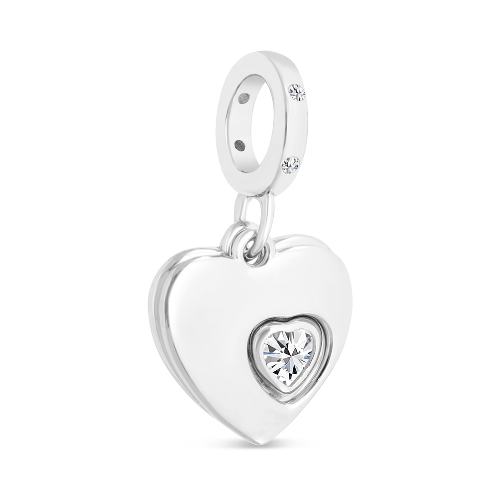 Sterling Silver 925 Pendant Rhodium Plated Embedded With White CZ