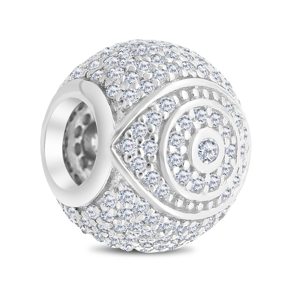 Sterling Silver 925 CHARM Rhodium Plated Embedded With White CZ