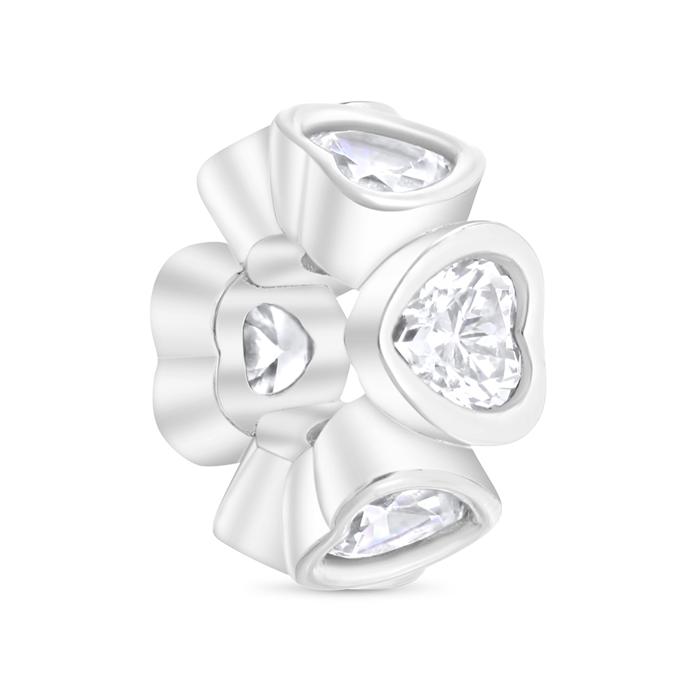 Sterling Silver 925 CHARM Rhodium Plated Embedded With White CZ