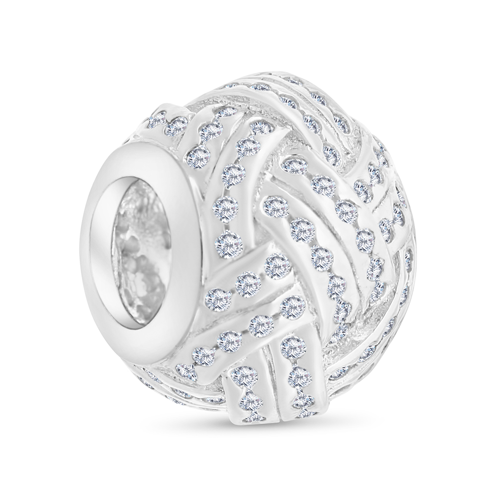 Sterling Silver 925 CHARM Rhodium Plated Embedded With White CZ