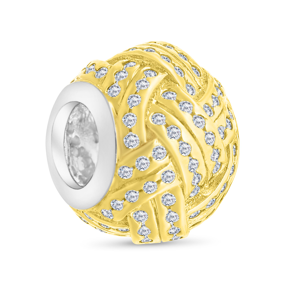 Sterling Silver 925 CHARM Rhodium And Gold Plated Embedded With White CZ