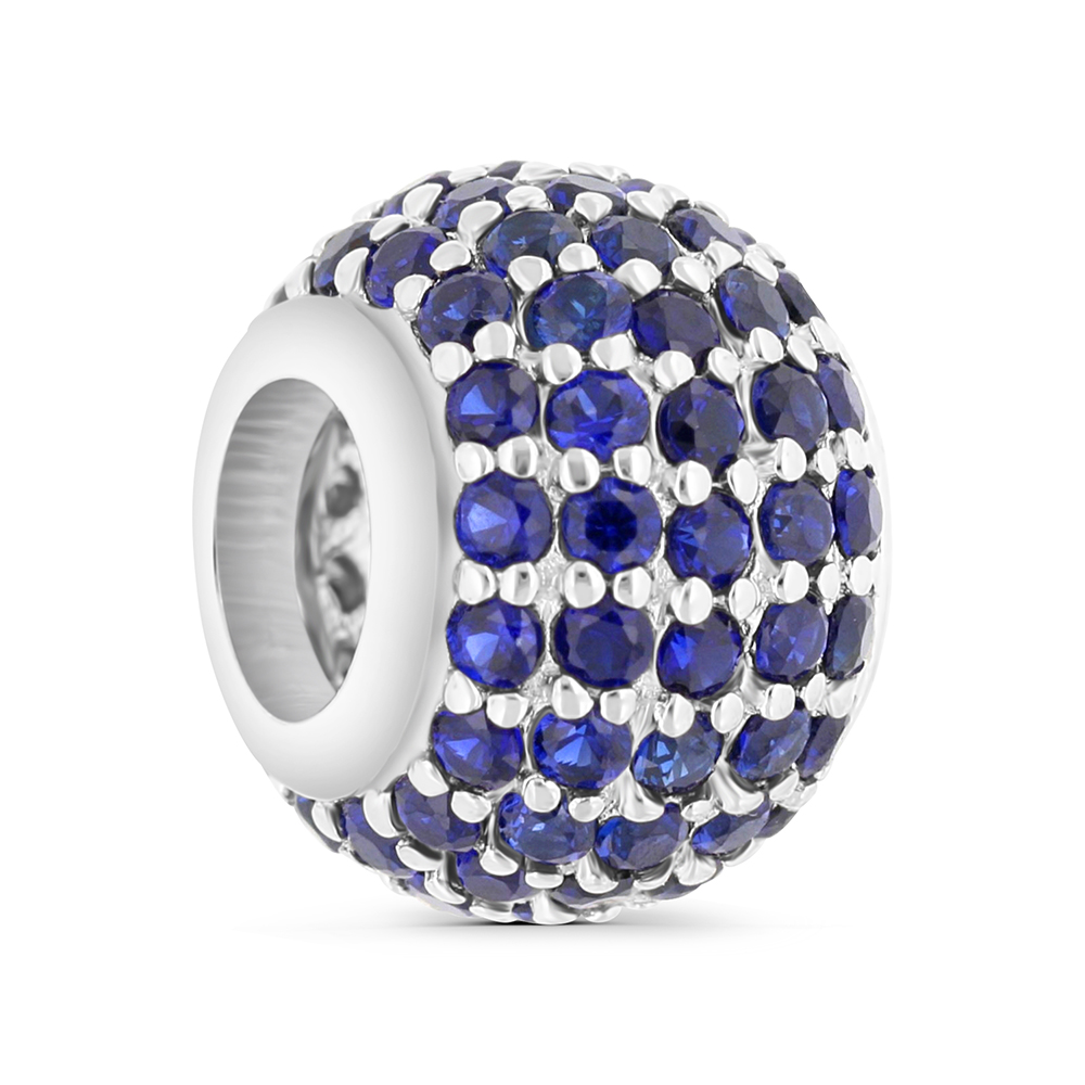 Sterling Silver 925 CHARM Rhodium Plated Embedded With Sapphire Corundum