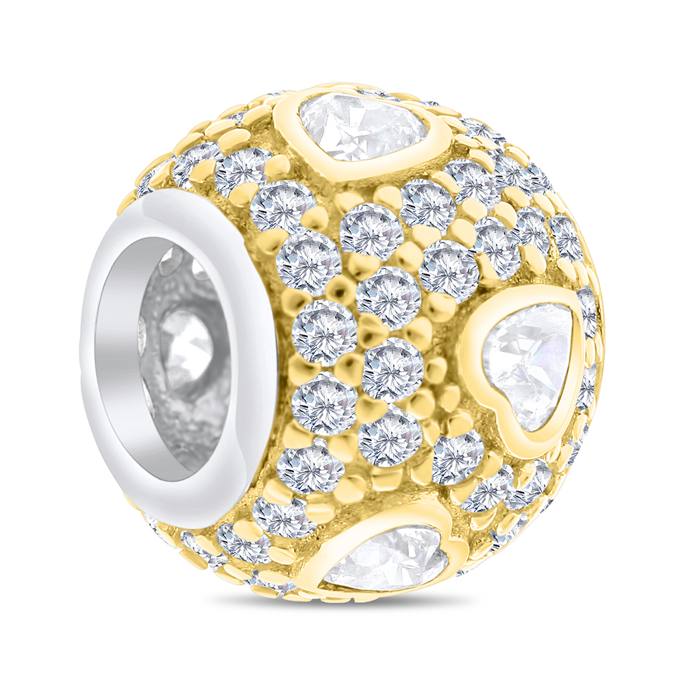 Sterling Silver 925 CHARM Rhodium And Gold Plated Embedded With White CZ