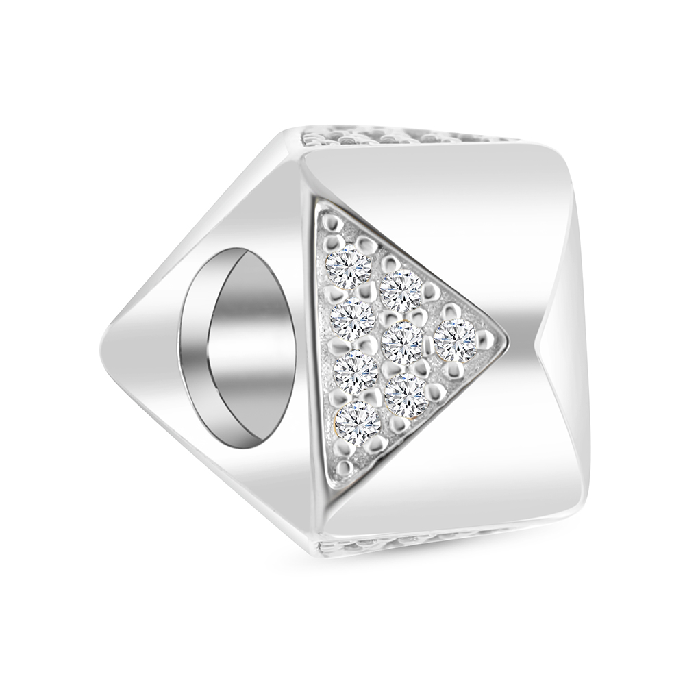 Sterling Silver 925 CHARM Rhodium Plated Embedded With White CZ