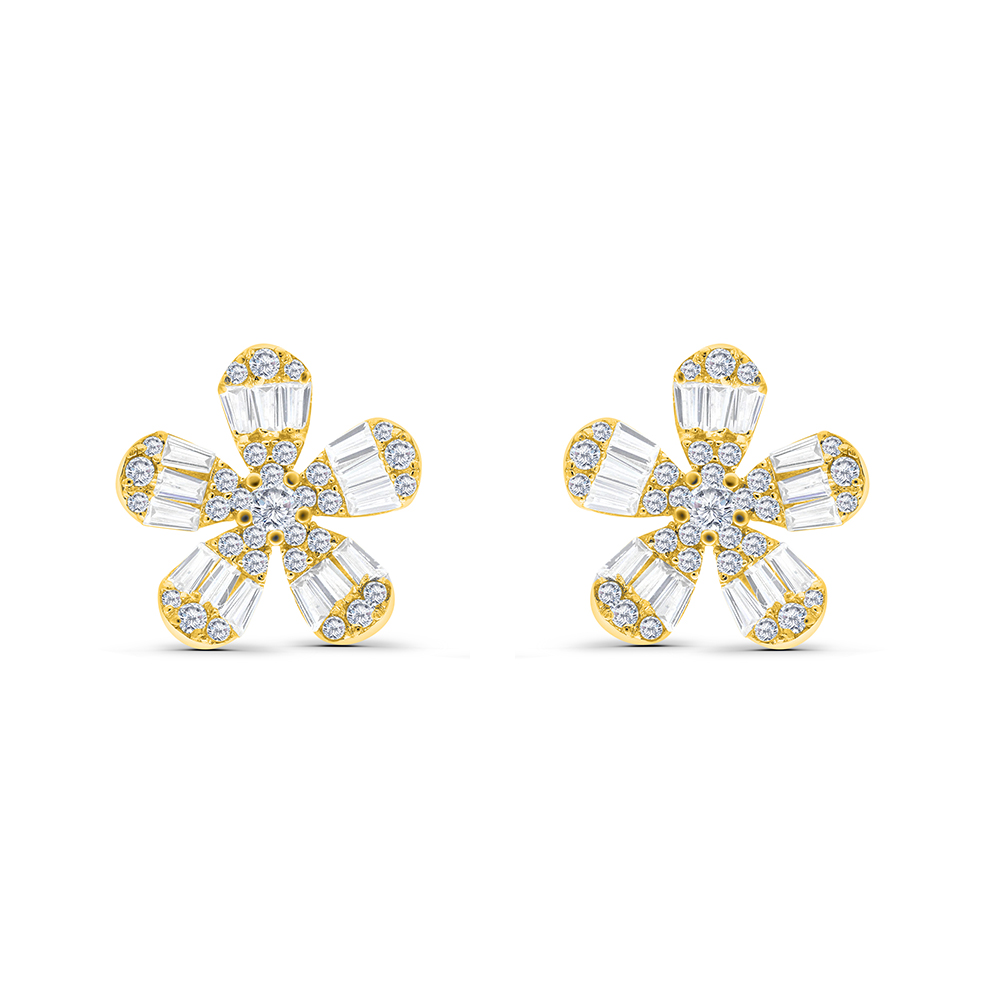 Sterling Silver 925 Earring Gold Plated Embedded With White CZ