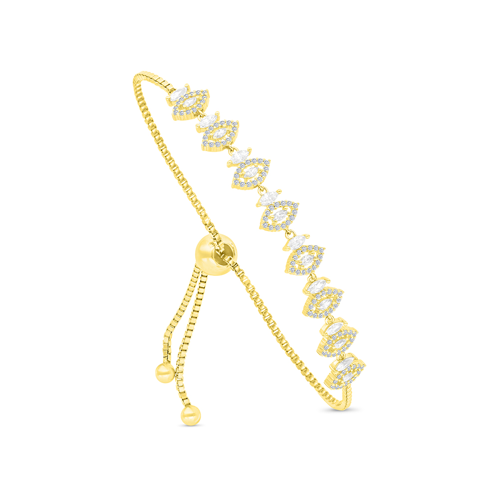 Sterling Silver 925 Bracelet Gold Plated Embedded With White CZ