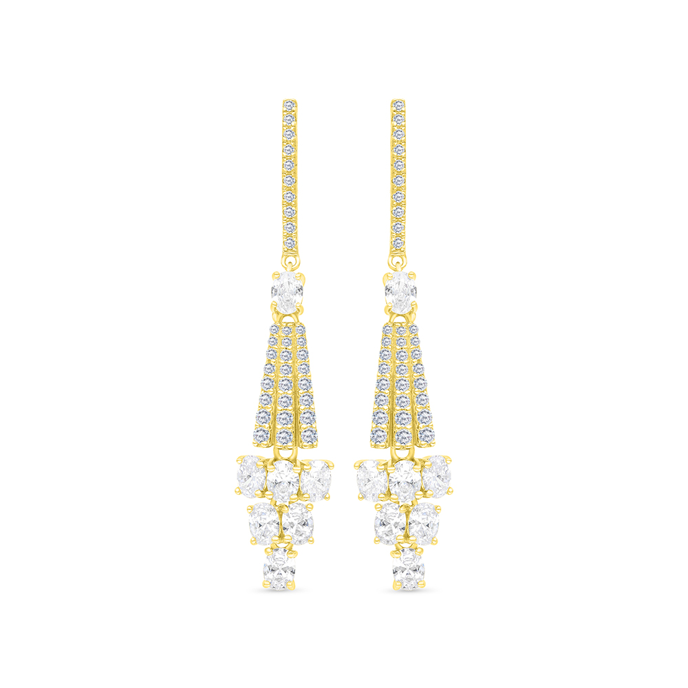 Sterling Silver 925 Earring Gold Plated Embedded With White CZ
