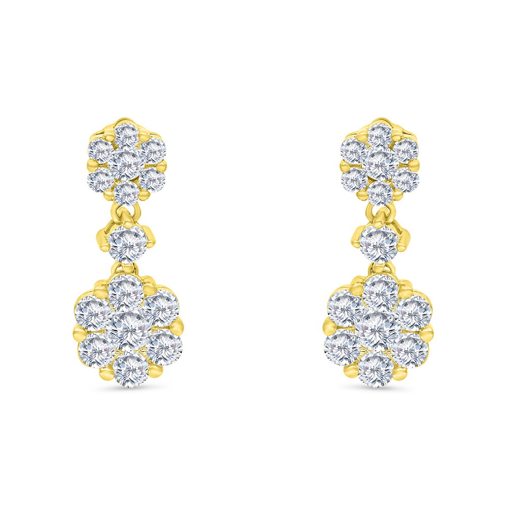 Sterling Silver 925 Earring Gold Plated Embedded With White CZ