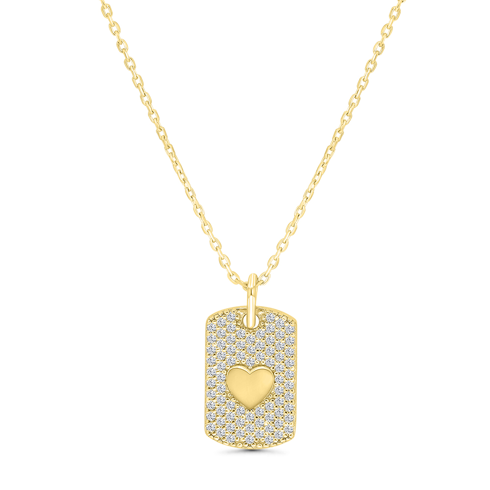 Sterling Silver 925 Necklace Gold Plated Embedded With White CZ