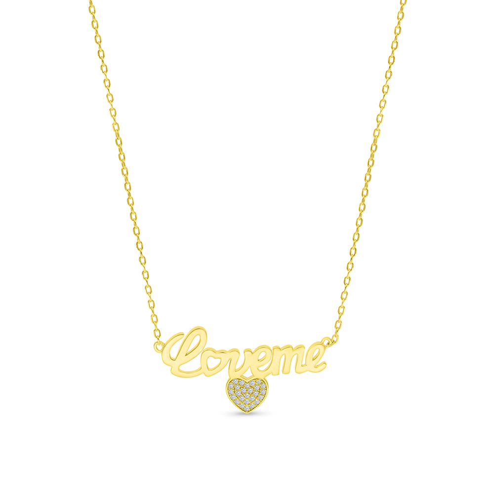 Sterling Silver 925 Necklace Gold Plated Embedded With White CZ