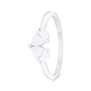 Sterling Silver 925 Ring Rhodium Plated Embedded With White Zircon