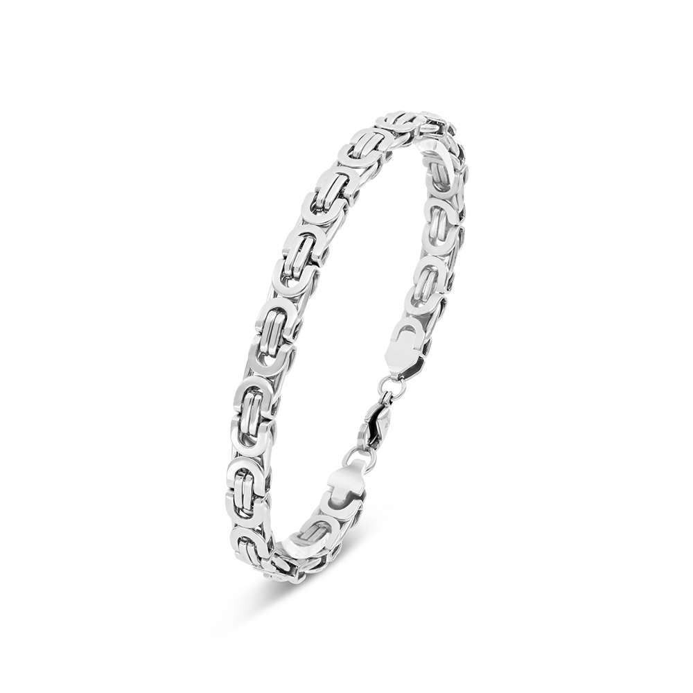 Stainless Steel Bracelet, Rhodium Plated For Men 304L