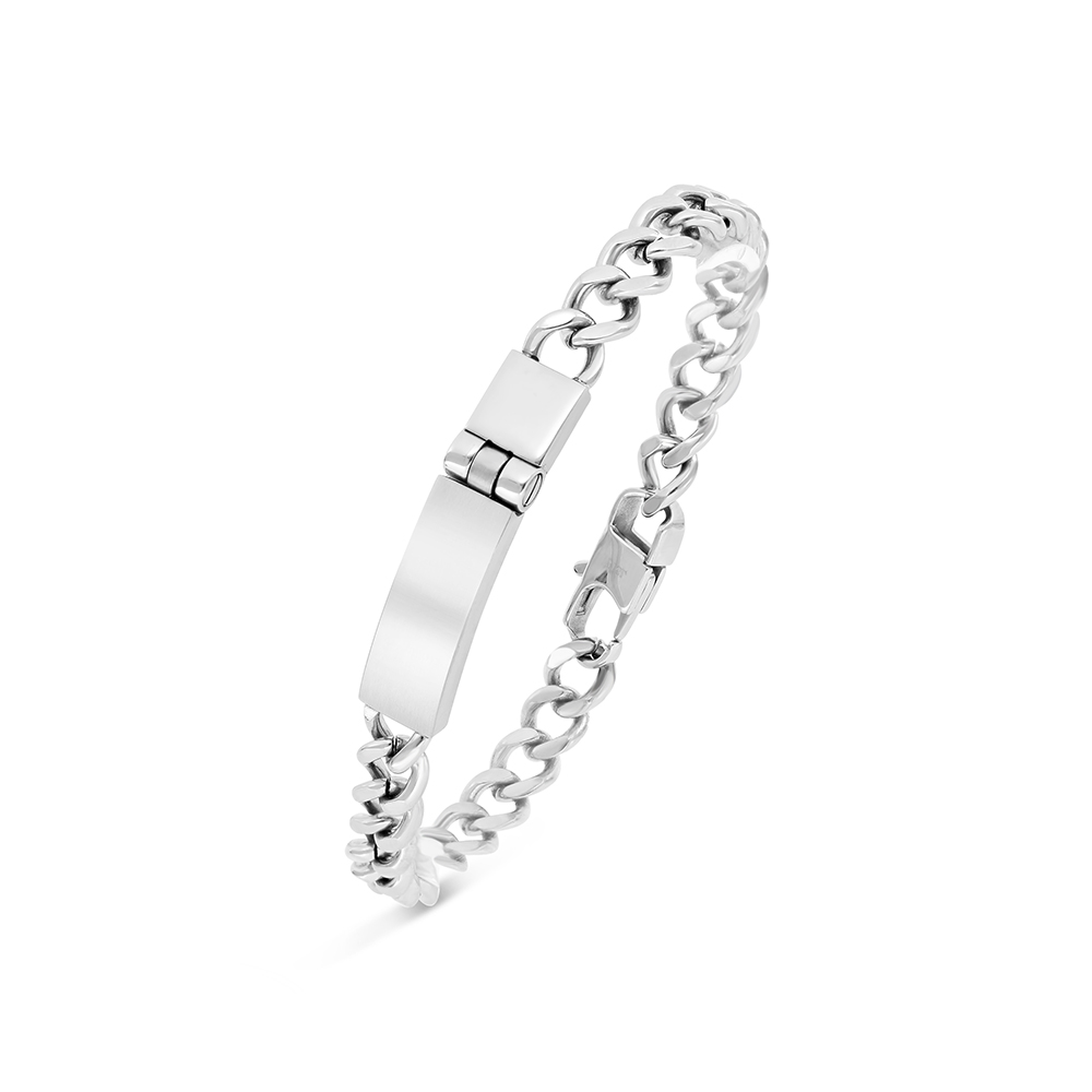 Stainless Steel Bracelet, Rhodium Plated For Men 304L