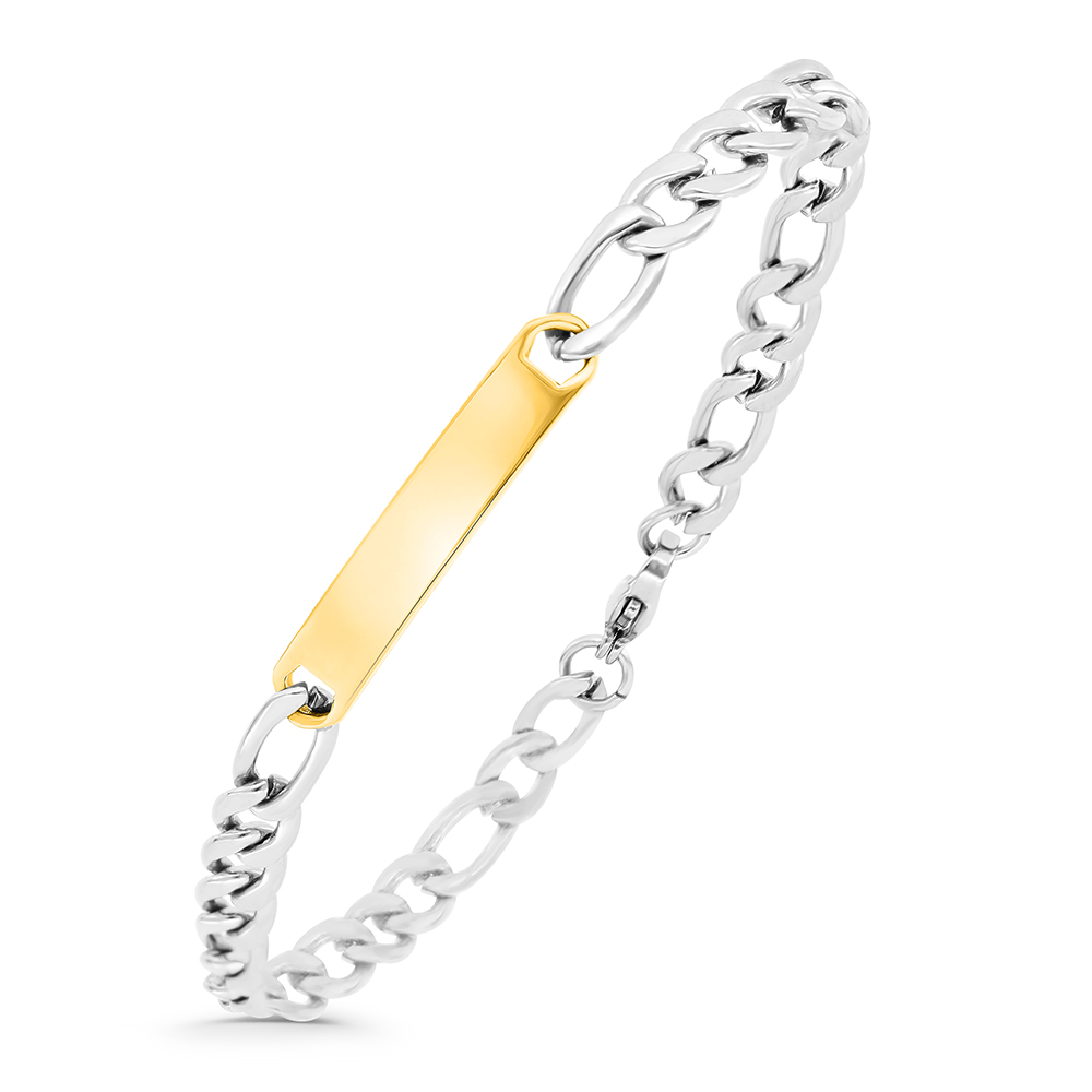 Stainless Steel Bracelet, Rhodium And Gold Plated For Men 304L