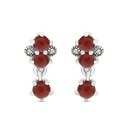 Sterling Silver 925 Earring Embedded With Natural Aqiq And Marcasite Stones
