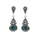 Sterling Silver 925 Earring Embedded With Natural Blue Shell And Marcasite Stones
