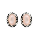 Sterling Silver 925 Earring Embedded With Natural Pink Shell And Marcasite Stones