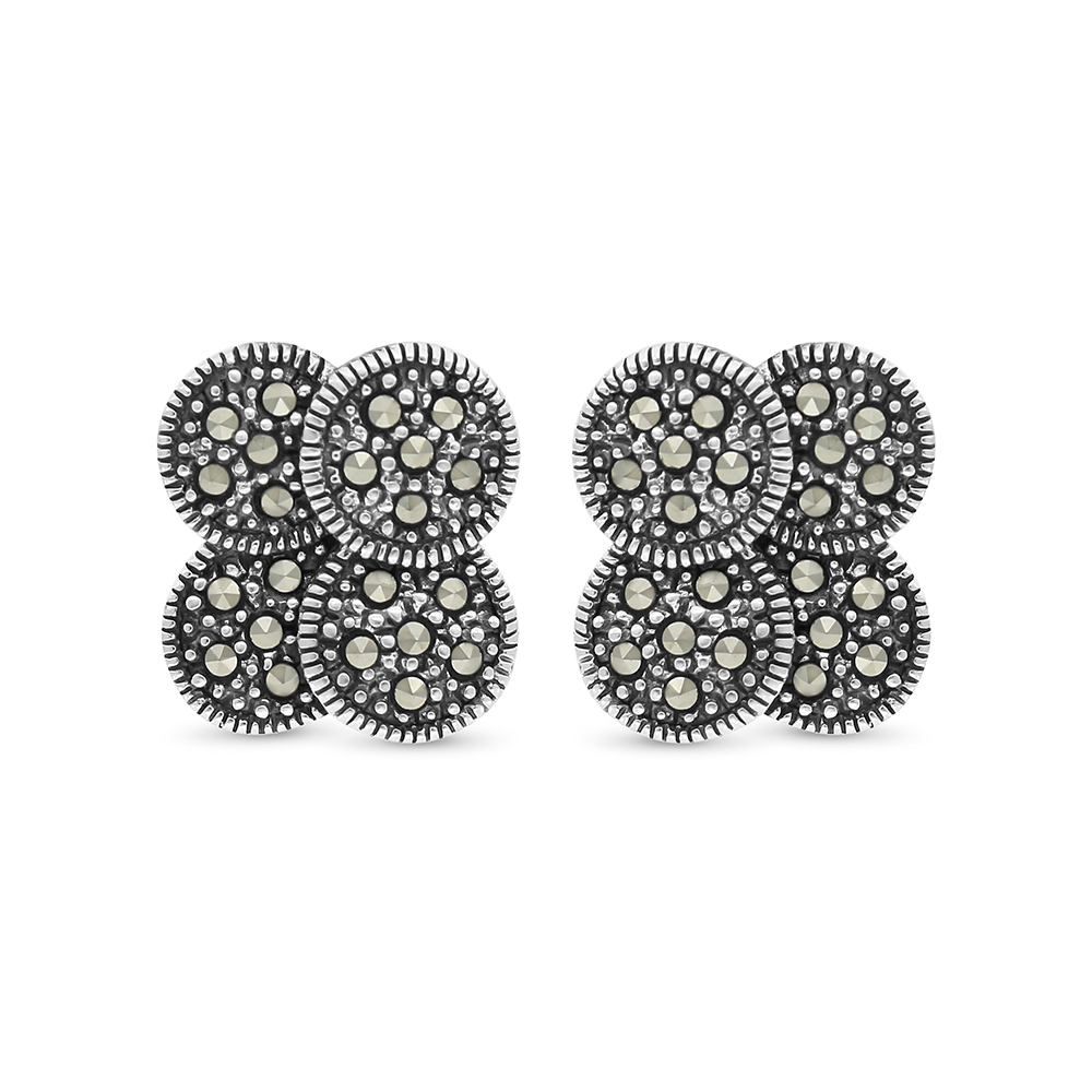 Sterling Silver 925 Earring Embedded With Marcasite Stones