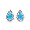 Sterling Silver 925 Earring Embedded With Natural Processed Turquoise And Marcasite Stones