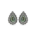 Sterling Silver 925 Earring Embedded With Natural Blue Shell And Marcasite Stones