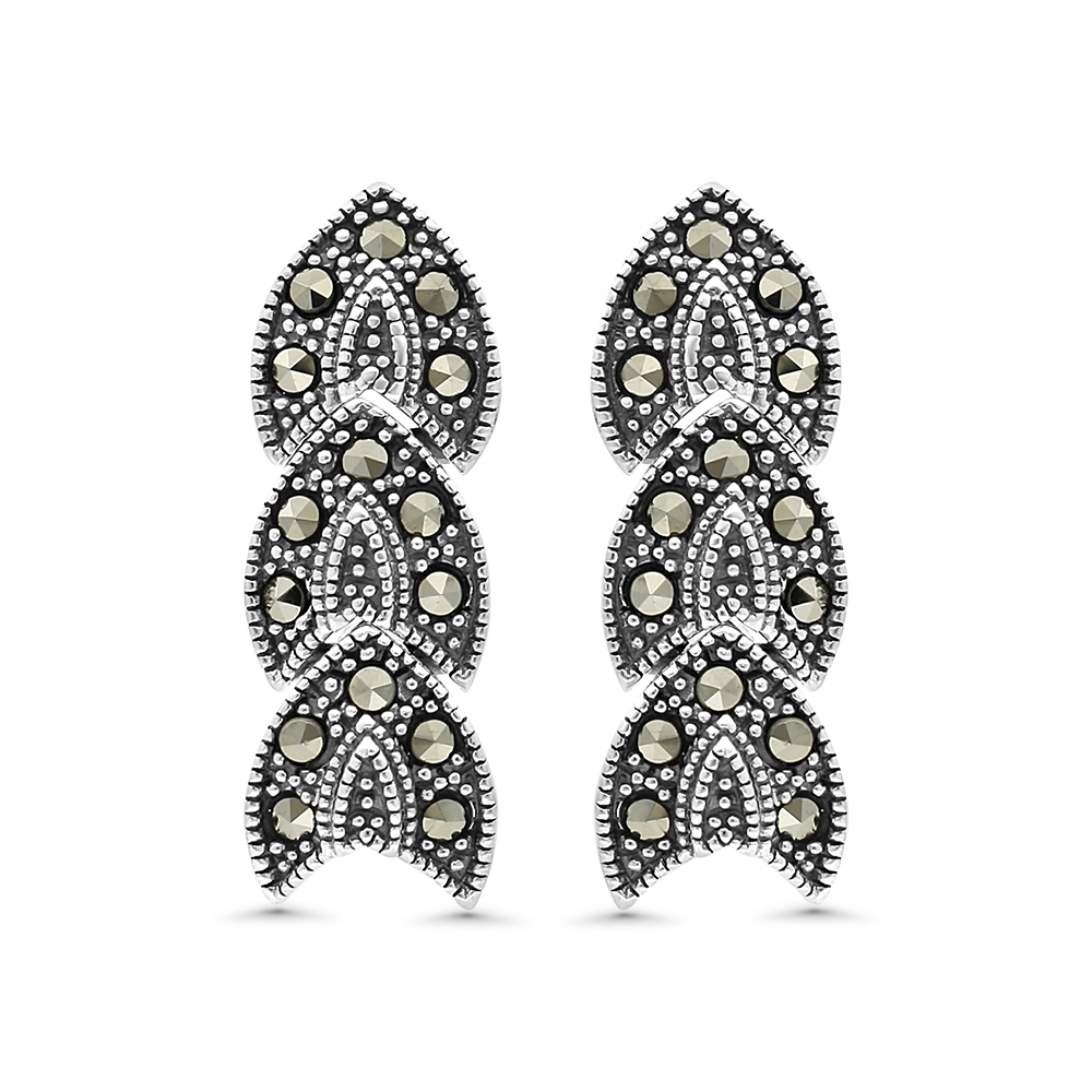 Sterling Silver 925 Earring Embedded With Marcasite Stones