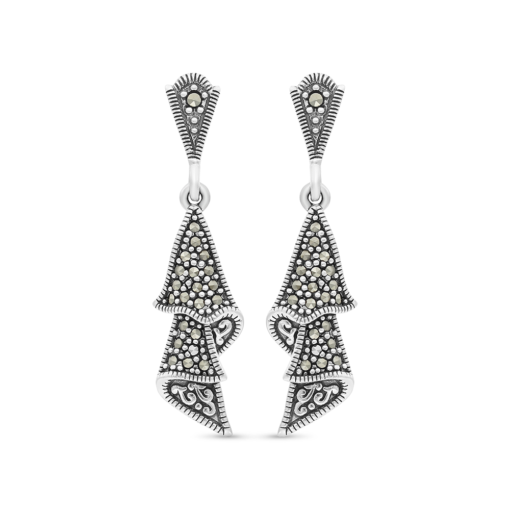 Sterling Silver 925 Earring Embedded With Marcasite Stones