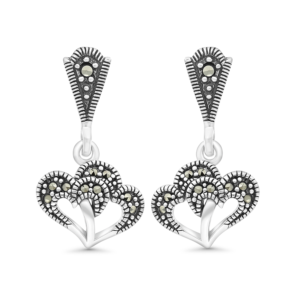 Sterling Silver 925 Earring Embedded With Marcasite Stones