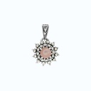 Sterling Silver 925 Pendant Embedded With Natural Pink Shell And Marcasite Stones