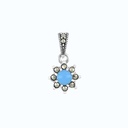 Sterling Silver 925 Pendant Embedded With Natural Processed Turquoise And Marcasite Stones
