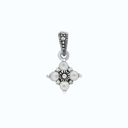 Sterling Silver 925 Pendant Embedded With Natural White Shell And Marcasite Stones